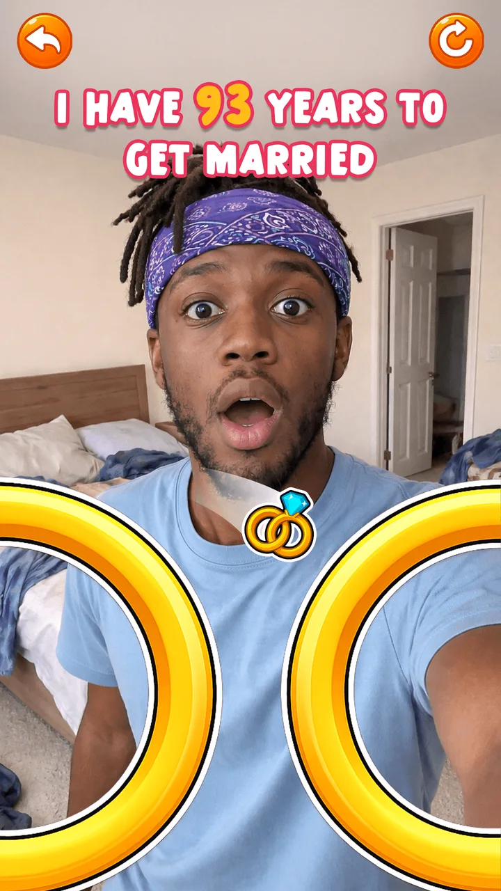 A playful marriage prediction filter with two golden rings.